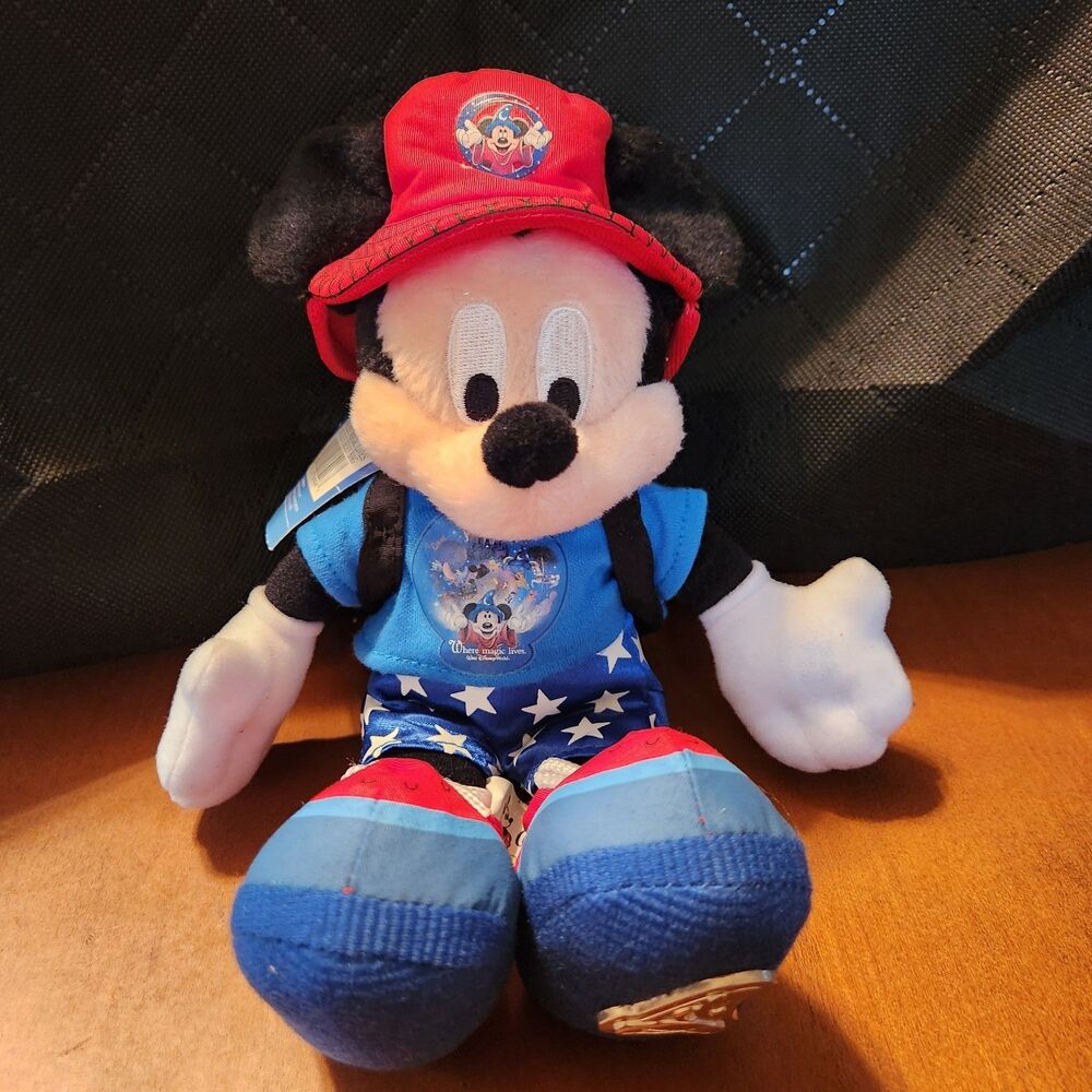 Vintage Mickey Mouse With A Backpack 2003 Disney Parks Stuffed Animal Plush NWT